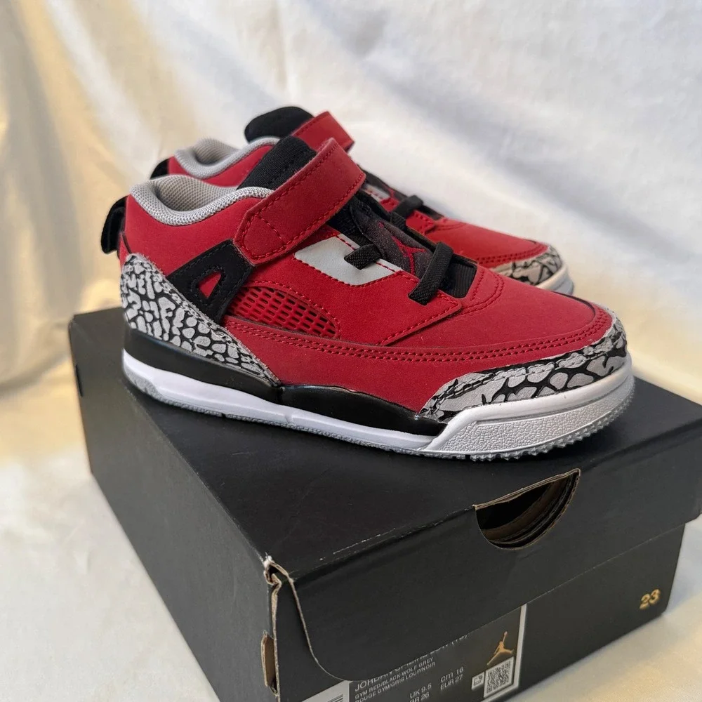 Jordan Spizike Low TD Gym Red Black Wolf‎ Grey FQ3952-600 Toddler Sneakers 10C